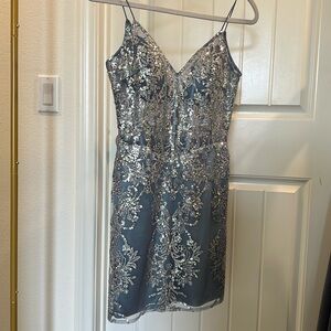 Sage blue event dress